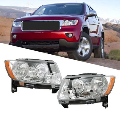 Left+Right For 2011-2013 Jeep Grand Cherokee 11-17 Compass Halogen Headlights - Image 1 of 4