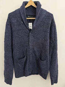 Neu mit Etikett J Crew Baumwolle Zopfmuster Schalkragen Knopfleiste Cardigan Pullover marineblau - Bild 1 von 8