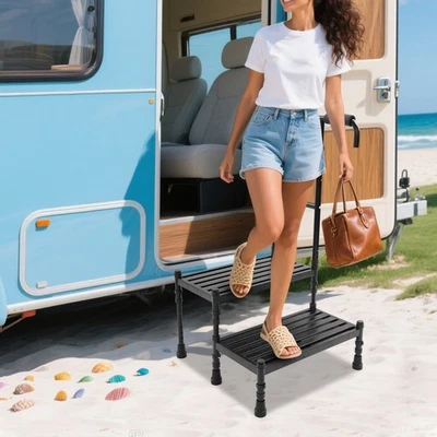 Adult Ramp with Handrail Metal Stepping Stool 2 Steps Stool with Handle - Image 1 of 4