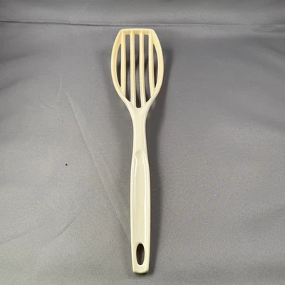 Vintage Foley Cream Plastic Slotted Spoon Mid Century Kitchen Utensil USA - Image 1 of 4
