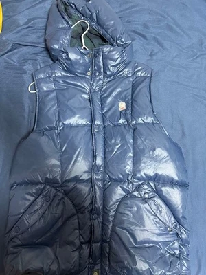 A Bathing Ape BAPE Mountain Sports Puffer Vest Navy Hooded Logo Size L Japan  - Image 1 of 4