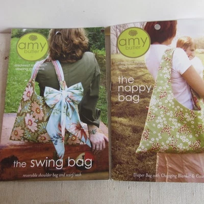 Sewing Pattern AMY BUTLER Shoulder Bag/Lot of 2 Patterns nappy bag Swing Bag - Image 1 of 4