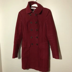 Karen Millen Damen 6 zweireihiger cranberryroter Baumwollmantel klassisch - Bild 1 von 15