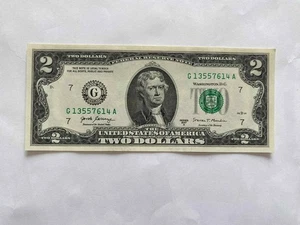 $2 Two Dollar Bill 2017 Series G 13557614 A Real Money US Dollars Paper notes - Picture 1 of 3