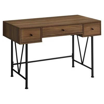 Cajones de almacenamiento para computadora escritorio hogar oficina portátil 48" L trabajo metal nogal Foto 1 de 4