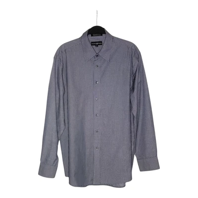 Mens Beverly Hills Polo Club Button Up Shirt Mens XL Blue Striped Long Sleeves - Imagem 1 de 4