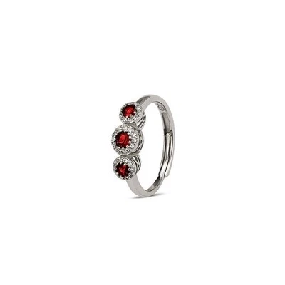 Anello Donna Boccadamo regolabile tipo Trilogy Argento 925 Zirconi rossi AN472R - Immagine 1 di 3