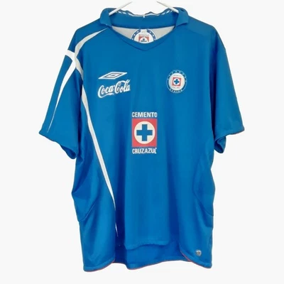 Camiseta deportiva de fútbol Umbro Cruz Azul XL azul bordado logotipo 2006-07 de colección Foto 1 de 4