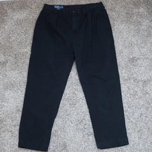 Polo Ralph Lauren Ethan Chino Pants Vintage Black Men's 36x30 Green Pony Preppy - Picture 1 of 11