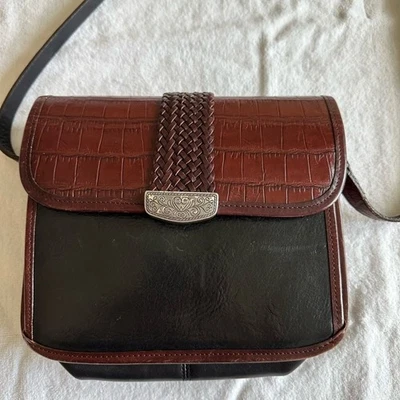 Brighton VTG Black Brown Crossbody Purse - Image 1 of 4