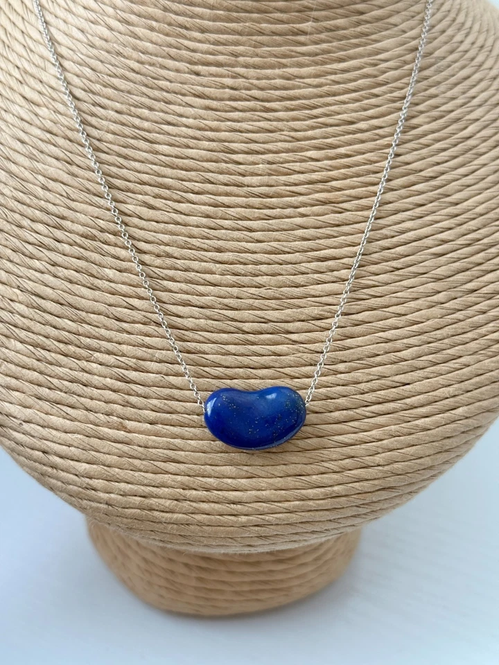 Collar colgante de frijol Tiffany @ Co de plata esterlina lapislázuli Elsa Peretti Foto 1 de 4