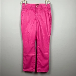 Pantalones Judy Azul Rosa Brillante Imitación Cuero Pierna Recta Talla 11/30 - Imagen 1 de 8