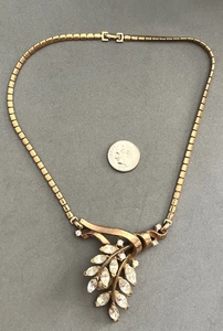 Collana Vintage Corona TRIFARI FILIPPE Strass Glicine Drappo Floreale 14" - Foto 1 di 9