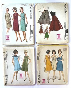 Lot 4 Vintage 1960 1950 Sewing Pattern MCCALLS 12 14 Mini Dresses CUT UNCUT B - Picture 1 of 4