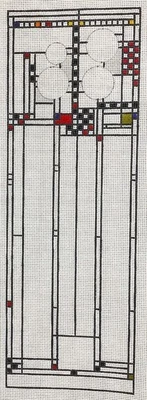 Needlepoint Handpainted Danji Frank Lloyd Wright Art Glass w/ Stitch Guide - Image 1 of 4