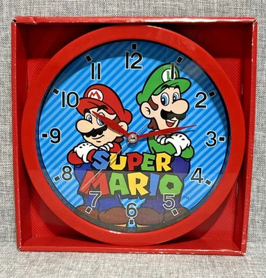 2022 Nintendo Super Mario Bros Mario & Luigi 10" Wall Clock Display! New in Box - Image 1 of 4