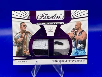 The Rock Steve Austin 2024 Panini Flawless Dual Memorabillia Purple Relic #6/8 - Image 1 of 2