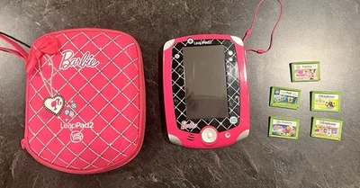 Leapfrog LeapPad2 Barbie Pink With Carrying Case & 5 Game Cartridges WORKS! - Image 1 of 4