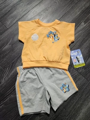 18 Months Bluey Shirt & Short Set Orange And Gray  - Image 1 of 4