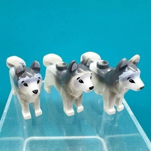 3x LEGO Siberian Husky Dog Minifigure Lot of 3 Animal Arctic Exploration Marbled - Picture 1 of 4