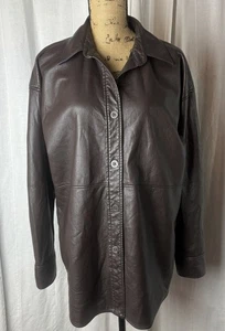Aritzia Babaton Pelli Ecopelle Vegan Camicia Giacca Shacket Moka Marrone Medium - Foto 1 di 6