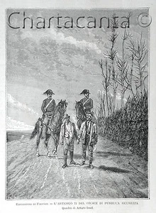 1875 Incisione ARTICOLO 71 CODICE PUBBLICA SICUREZZA CARABINIERI - Picture 1 of 1