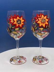Carynthum Weinbecher Glas Blumenmuster. (2er Set) - Bild 1 von 10