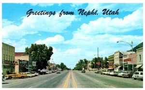 Cartolina d'epoca non spedita Main Street in Nephi Utah anni 60-70? - Foto 1 di 2