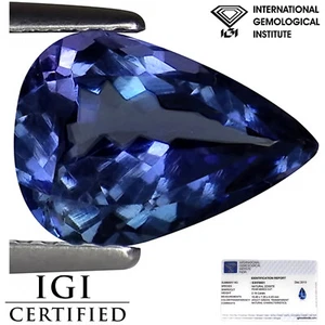 2.19 Ct IGI Certified A+ Natural Tanzanite Gemstone Violet Green Pear Cut - Picture 1 of 2