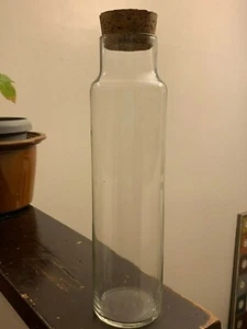 Vintage Clear Tall Glass Cylinder Bottle Terrarium With Cork Stopper - Picture 1 of 10