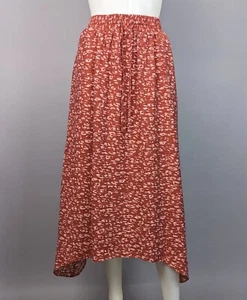 Simply Vera NWT Vera Wang Sharkbite Hem Midi Skirt Rust Abstract Dot Sz Medium - Picture 1 of 6