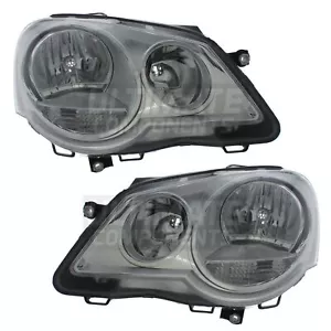 VW Polo Headlights Mk4 9N3 Hatchback 2005-2010 Chrome Inner Headlamps 1 Pair - Picture 1 of 12