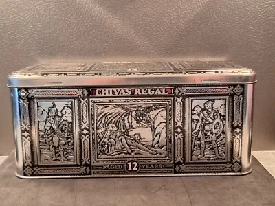 VTG Chivas Regal Scotch Whiskey Tin Hinged Lid Metal Storage Display Keepsake  - Image 1 of 4