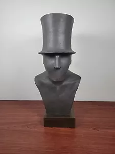 Gentlemen From Middlesex Bust Featuring Man with Top Hat Wooden Base - Picture 1 of 7