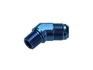 AN6 JIC Flare to 3/8 NPT 45' Straight Hose Fitting Adapter Blue - Picture 1 of 8