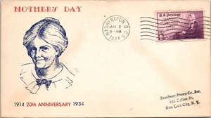 FDC 1934 SC #737 Blue & Red Mother's Day Cachet - DC Cancel - Single - F76004 - Picture 1 of 2