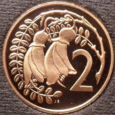 Rare Proof New Zealand 1983 2 Cents~Only 18,000 Minted~Kowhai Leaves~Free Ship - Image 1 of 2