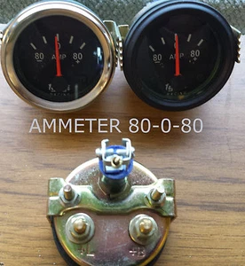 VINTAGE AUTO 2" 52MM UNIVERSAL 80-80 AMPEREMETER UHR SCHWARZ CHROM MESSUHR - M614E - Bild 1 von 3