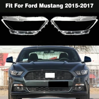 Pair Front Headlight Lens Housing Cover+Sealant Glue For Ford Mustang 2015-2017 Foto 1 de 4