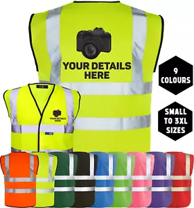 PHOTOGRAPHER CAMERA MAN PERSONALISED Printed Hi-Vis Viz Safety Vest Waistcoat - Picture 1 of 18