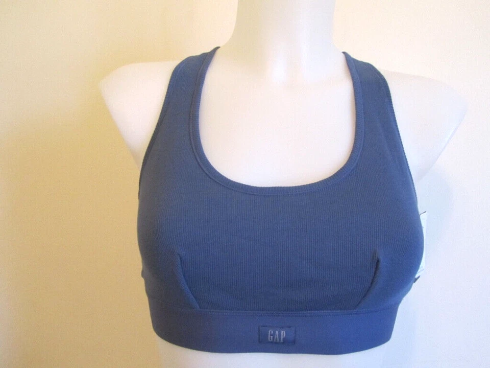 GAP Women's Ribbed Logo Comfort Racerback Bra Navy M