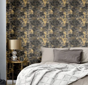 MURIVA LEOPARD GLITTER WALLPAPER DARK BLUE GOLD QUALITY 219501 - Picture 1 of 14
