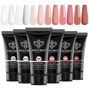 Modelones Poly Nail Gel Set 6 Colors, Nude, Pink, Brown, Daily Collection Polish - Picture 1 of 8
