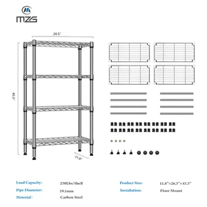 4-Tier Metal Shelf Adjustable Pantry Garage Storage Rack Shelves Shelving Chrome - Picture 1 of 8