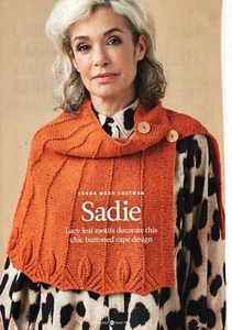 ~ Pull-Out Knitting Pattern For Lady's Lovely Leaf Motif Buttoned Cape ~ - Picture 1 of 2