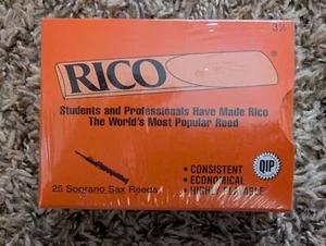 Rico Orange Box Soprano Saxophone Reeds 3.5 Strength 25 Count Sealed NOS - Picture 1 of 4