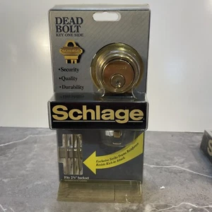 NOS Schlage Deadbolt Double Cylinder B160NV Bright Brass 605 - Picture 1 of 8