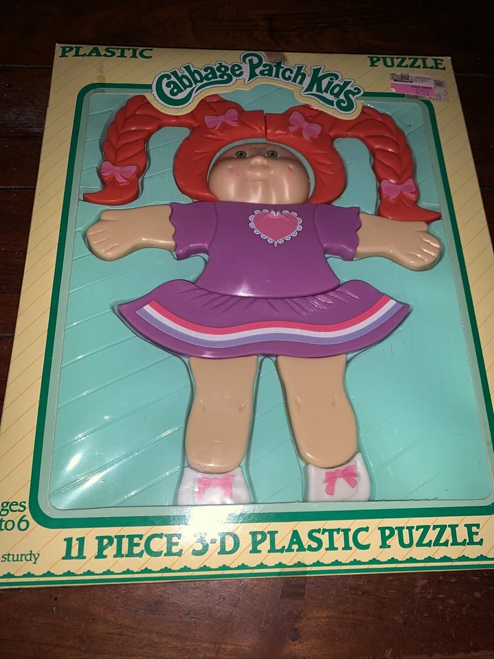 Vtg 1983 Illco Cabbage Patch 11 PC 3d Plastic Puzzle Yellow Hair Blue Dress