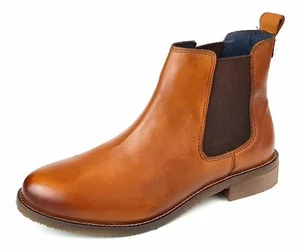 Womens Ankle Chelsea Boots Tan Leather Ladies Slip On Size 3 4 5 6 7 8 - Picture 1 of 5