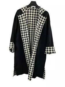 Sz 16 NWT 4k Akris Houndstooth & Black 100% Cashmere Reversible Coat Duster - Picture 1 of 6